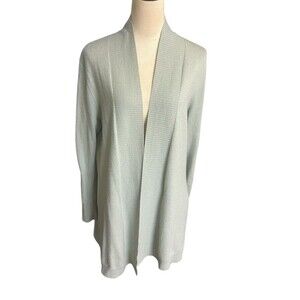 Repeat Silver Edition Womens Cashmere Silk  Gray Rib Pocket Open Cardigan 40/M
